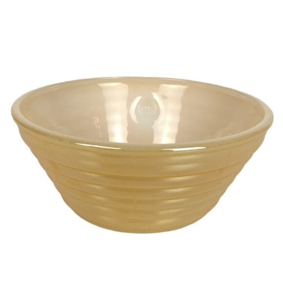 Fire King Vintage Ribbed Peach Luster Handled Soup Bowl Beehive Design - Picture 5 of 8